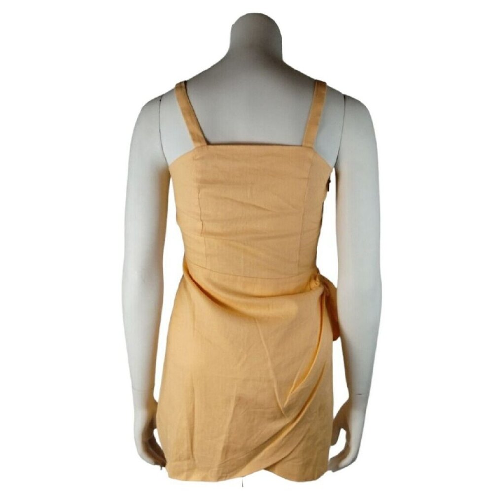 GB Misses 14 Ocean Drive Melon Tie Front Linen Blend Wrap Dress New with Tags - Picture 4 of 9